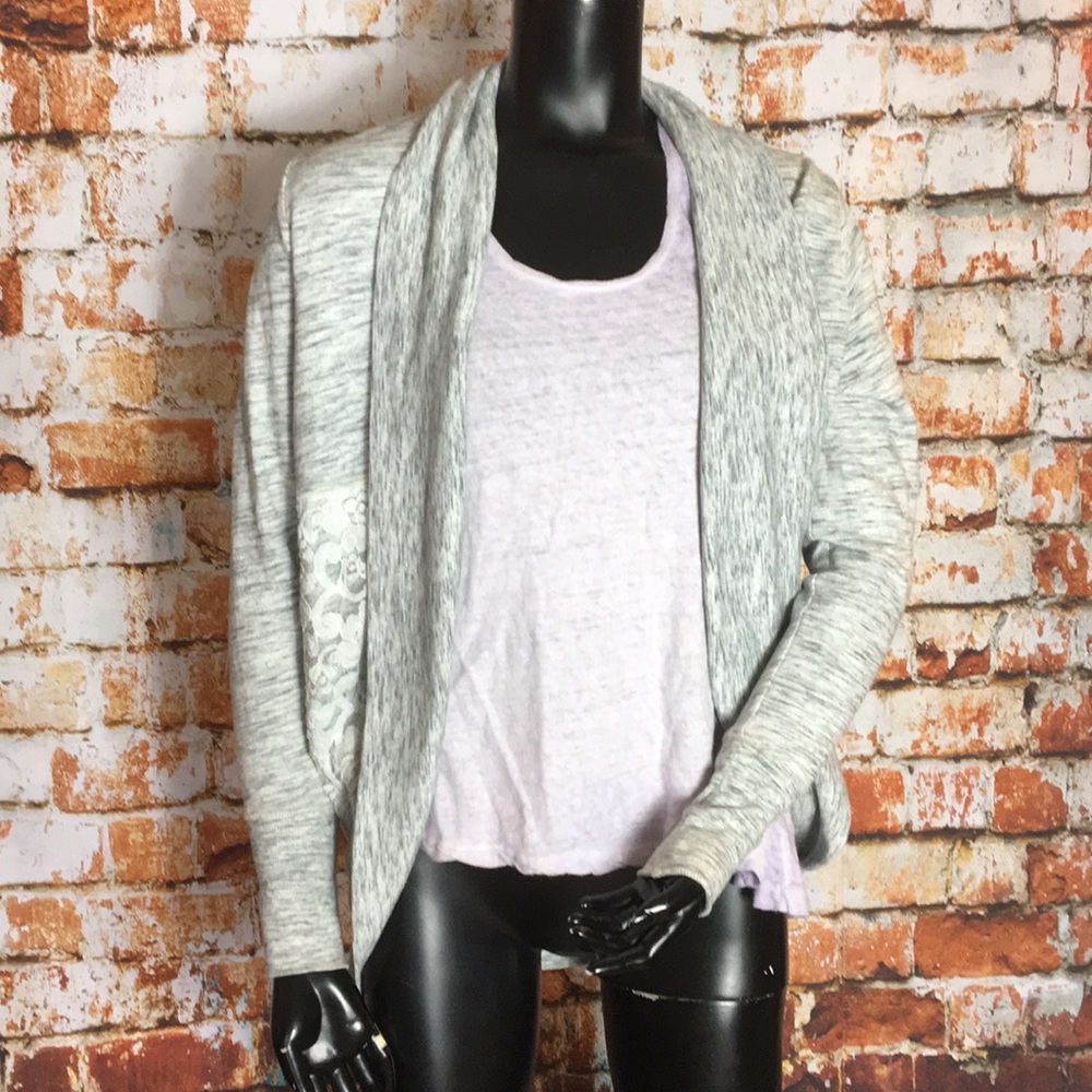 Anthropologie Saturday Sunday Grey & Lace Sweater